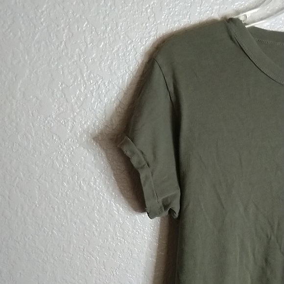 THE GREAT The Ruffle Peplum short sleeve Tee green sz S - Picture 4 of 8